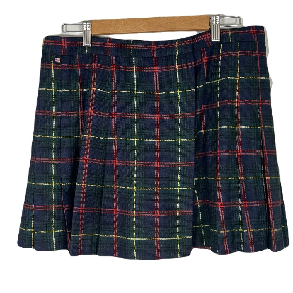 Polo Ralph Lauren Plaid Wool Blend Wrap Skirt Size 14 Dark Academia Preppy EUC